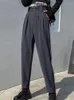 Pantaloni da donna alla moda coreana hipster cargo con cerniera con cerniera s-xl in versatili fidanzati casual neri a lungo