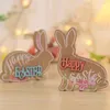 Party Decoration Wooden Ornaments Easter Set With Flowers Tabletop Decor For Spring Figurine