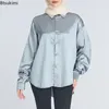 Camicette da donna 2024 camicia raso per donne musulmane sciolte di seta a maniche lunghe sovradimensize