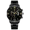 Armbanduhren Luxus Männer Militär Quarz Uhr Edelstahl Gold Schwarz Kalender Date Männliche Uhr Relogio