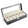 Смотреть коробки Vansiho Fashion Home Aluminum/Pu Watch Box 6/10/12 Сетка Стакана со стеклянным окном для друзей для друзей