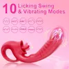 Vibratrice de gode de léchage clitoridrique 2 en 1 femme mamelon stimulator clitoralis g spot vagin massage adulte toys pour le couple féminin 240401