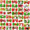 Dog Apparel 50pcs Hair Bows Pet Christmas Grooming Plaid Dogs Bowkont With Rubber Band Small Party Hoilday Supplies