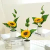 Flores decorativas girasol pequeño bonsai simulación falsa flor planta artificial macizo cerámica cuenca familiar sala de estar decoración de la oficina