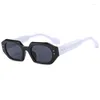 Sunglasses Black Retro Irregular Shaped Sun Glasses Heptagonal Thick Leg Contrast Color Versatile Outdoor Female