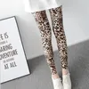 Kvinnors leggings hög midja djur tryckt mjuka stretchiga kvinnor sexig leopard tryck blyertsbyxor sport fitness yoga gym