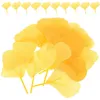 Decorative Flowers 100 Pcs Gold Decor Yellow Artificial Vine Morning Glory Ginkgo Leaves For Party Wedding Faux Leaf Favor