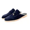 Casual Shoes 2024 Spring Autumn Flat Bottom Lock Tassel Fashion Suede Women Loafers Single Men Top Quality Slippers