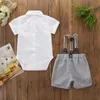 Clothing Sets Baby Summer Toddler Kid Boy Gentleman Clothes Short Sleeve Shirts Romper Overall Bib Shorts 2Pcs Outfit