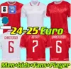 2024 2025 Dinamarca Soccer Jersey 24 25 Euro Eurosen Casa Red Red White Kjaer Hojbjerg Christensen Skov Olsen Braithwaite Dolberg Football Camisetas