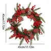 Fleurs décoratives de Noël en pin de Noël couronne artificielle pour la porte d'entrée verdure à aiguille plante Garland Wedding