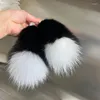 Nyckelringar Söt foxtail Keychain Car for Women Men Pompom Pendant Key Ring Holder Fluffy Accessories Gift Girl