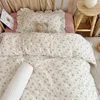 3pcs yatak takım seti vintage çiçek muslin pamuklu bebek çocuklar beşik yatak keten yorgan yastık kılıfı dolgu olmadan y240325