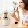 Lagringslådor Stylish Cosmetic Brush Holder Hink Rotating Makeup med locket Space Saving for Vanity Borstes