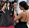 Sexy Black Evening Dresses Ball Gown Backless Spaghetti V Neck Side Special Occasion Dresses Red Carpet Dresses Celebrity Gowns4119385