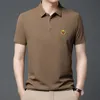 Tiktok Embroidery Short Sleeve Polo Shirt 2023 Summer New Middle Aged and Young Mens Collar Solid Business T-shirt Men
