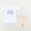 Set di abbigliamento per bambini abiti firmati ragazzi pantaloncini di pasqua e outfit boutique di boutique primaverili all'ingrosso