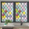 Window Stickers 100x45cm Colorful Scale Grid Film Frosted Stained Glass Films Opaque Privacy Self-Adhesive Sticker Home-Decor