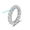 Fashion New Exquise 925 Silver Silver Full Diamond Tennis Ring pour les femmes