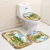 Shower Curtains 3D Beautiful European Gardens Landscape Bath Set Mat Toilet Seat Cover Carpet For Bathroom Home Decoration