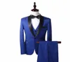 Royal Blue Groom Tuxedos Man Suits Peak Lapel Groomsmen One Buttons Groom Tuxedos Custom Made Man Pit Men Blazers Jacketpan9560035