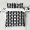 Ensembles de literie 3 pièces en tissu polyester mat ensemble adapté à la peau confortable chaude avec un motif circulaire de diamant noir et blanc