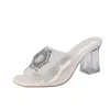 Slippers Summer Femmes PVC Sandales Sandales à un mot de traînée Orword Talage Crystal à talons hauts Himitones de tournesol à talons hauts Mules