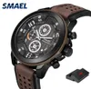 2020 Smael Sport Mens Watches Luxury Alloy Watch Men Casuare SL9083 Fashion Leather Waterfoof Wristwatch Box Relogio Masculino3067749527