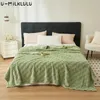 Blankets Grass Green Throw Blanket Plaid Stitch Solid Color Picnic For Beds Microfiber Flannel Fabric Four Seasons Universal