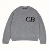 Cole Buxton Dark Green Navy Blue CB Letter Knitted Jacquard Crew Neck Loose Knit Mens Womens Cole Buxton Sweater 240326