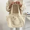 Sac à épaule en toile pour femmes mignonnes petites livres de tigre pour collégiale grande capacité shopping tissu de tissu de coton gros fourre-tout 240323