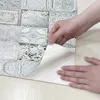 Bakgrundsbilder Retro 3D Diamond Masonry Wallpaper Vintage Peel och Stick Waterproof PVC Home Decor Rocks Självhäftande skåp klistermärke