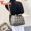 Drawstring Yogodlns Luxury Space Padded Cotton Handbag Big Capacity Shourdle Bag Waterproof Nylon Travel Down Crossbody Purse Bolsa