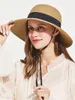 Szerokie brzegowe czapki damskie letnia bownot wstążka słomka krem ​​przeciwsłoneczny UV Protect Panama Bonnet Regulowane składane plażowe słońce Dziewczyna