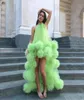 Abiti da ballo di tulle verde asimmetrici ad alto collo 2020 Nuovo moda Hilo Fiori fatti a mano Abiti da sera formali Shi8126142