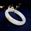 Bangles Natural китайская белая нефритовая рука, вырезанная широкополосное браслет модные бутики, ювелирные украшения мужчины и женщины, обернутые шелковистые нефритовые браслеты