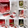 Shower Curtains Merry Xmas Curtain Set Santa Claus Christmas Tree Bath Mats Cedar Non Slip Rugs Toilet Cover Bathroom With Hooks