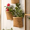 Wazony wiszący na ścianę na ścianę kwiatowy rattan tkany bambusowy koszyk kwiaty kuchnia ręka