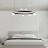 Lustres moderne en verre simple en verre LED lustre pour canapé vivant chambre chambre suspendue lampe noire style décoration intérieure conception luminaires