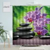 Shower Curtains Zen Spa Curtain Orchid Flowers Bamboo Green Plants Leaf Massage Stone Spring Natural Scenery Bathroom Screen Home Decor
