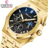 Uhren Chenxi 2023 Neue Golden Watch for Men Marke Chronograph Edelstahl Sport Armbanduhr Männer leuchtende wasserdichte Uhren