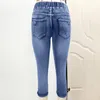 Frauen Jeans Frauen Vintage-Gradienten Hochtüfte mit Kordelkordentaschen für schlanke, rippte Männer geschnitten