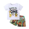 Ensembles de vêtements pour bébés garçons d'été 2pcs tenues set shorts short mandeve carton animaux lettres imprimées t-shirts t-shirts mignon pantalon court