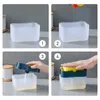 Liquid Soap Dispenser Pump Manual Press Cleaning Container Organizer With Sponge Kitchen Tool Bathroom Supplies