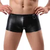 Sous-pants intelligents-men modes de joint en métal sexy en métal sexy boxer en cuir humide de pénis surégé