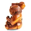 装飾的な置物Y8662 -2 "手彫りのボックスウッドヌツケの置物：不滅の男とマウス
