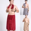Towel 2pcs/set Summer Simple Microfiber Solid Color Men Bath Skirt Soft Breathable Absorbent Non-slip Large El