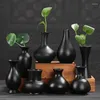 Vazen moderne zwarte keramische vaas mini kleine theeceremonie ornamenten Japanese Zen retro bloem arrangement Hydroponic Home Decor