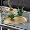 Figurine decorative in stile di fascia alta di lusso di lusso in alluminio a mano in alluminio golden vassoio vassoio ornamenti domestici