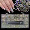 1 Box Luxury Shiny Diamond Nail Art s Kit Glass Crystal Decorations Set 1pcs Pick Up Pen In Grids 21 Shapes 240328